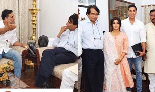 ভারতের রেলমন্ত্রী সুরেশ প্রভুর সঙ্গে অক্ষয় কুমারের সাক্ষাত।।