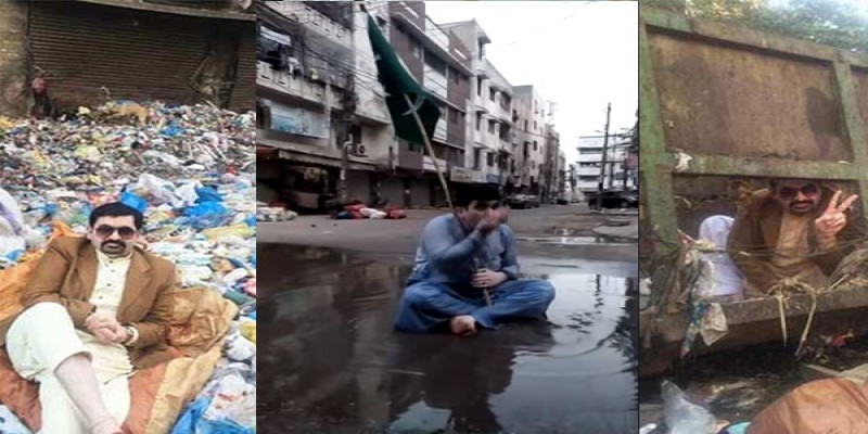 পাকিস্তান নির্বাচনে অদ্ভুত প্রচারণা, ডাস্টবিনে বসে ড্রেনের পানি খেয়ে ভোট চাইলেন প্রার্থী।।