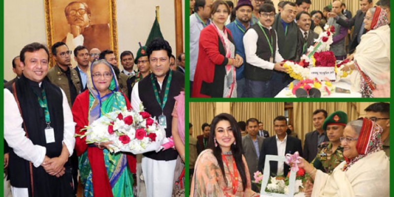 তারকাদের ফুলের শুভেচ্ছায় সিক্ত প্রধানমন্ত্রী শেখ হাসিনা ।।