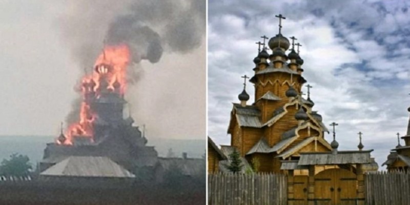 কিয়েভে শক্তিশালী বিস্ফোরণ।। পুড়ে গেছে শতাব্দি পুরোনো কাঠের মঠ