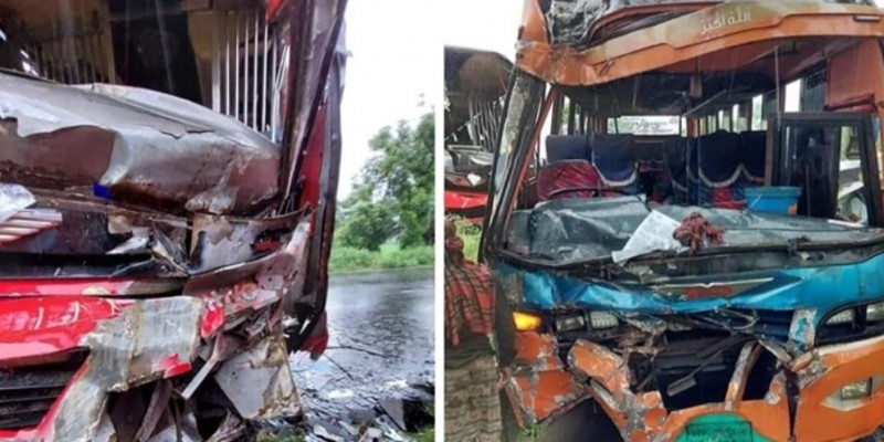 বড়াইগ্রামে ২ বাসের মুখোমুখি সংঘর্ষে আহত  ১০ ।।