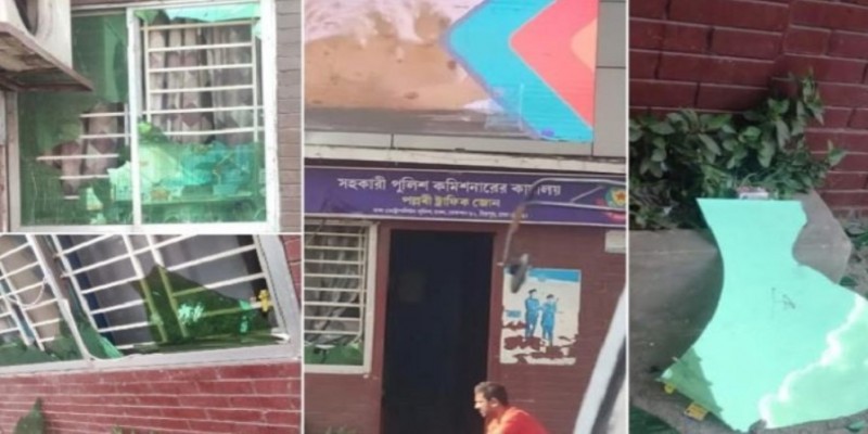 মিরপুরে ট্রাফিক পুলিশের ওপর হামলা।। ৫ পুলিশবক্স ভাঙচুর