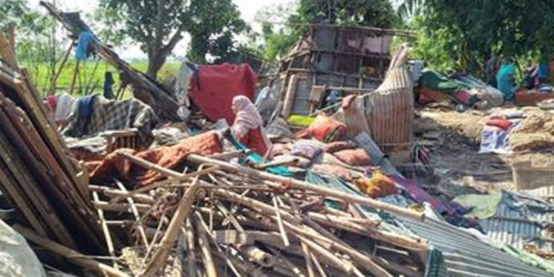 সুনামগঞ্জে ঘুর্ণিঝড়ে লণ্ডভণ্ড অর্ধশত ঘরবাড়ি।।