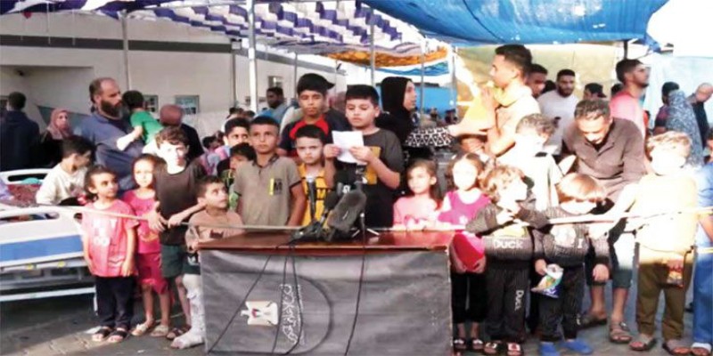 বিশ্ব নেতাদের ঘুমন্ত বিবেককে জাগাতে ফিলিস্তিনি শিশুদের সংবাদ সম্মেলন