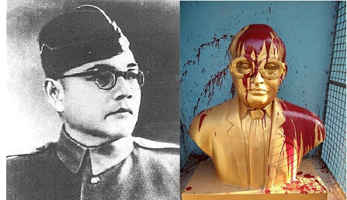 ভারতে এবার নেতাজি মূর্তিতে রং মাখাল দুষ্কৃতীরা