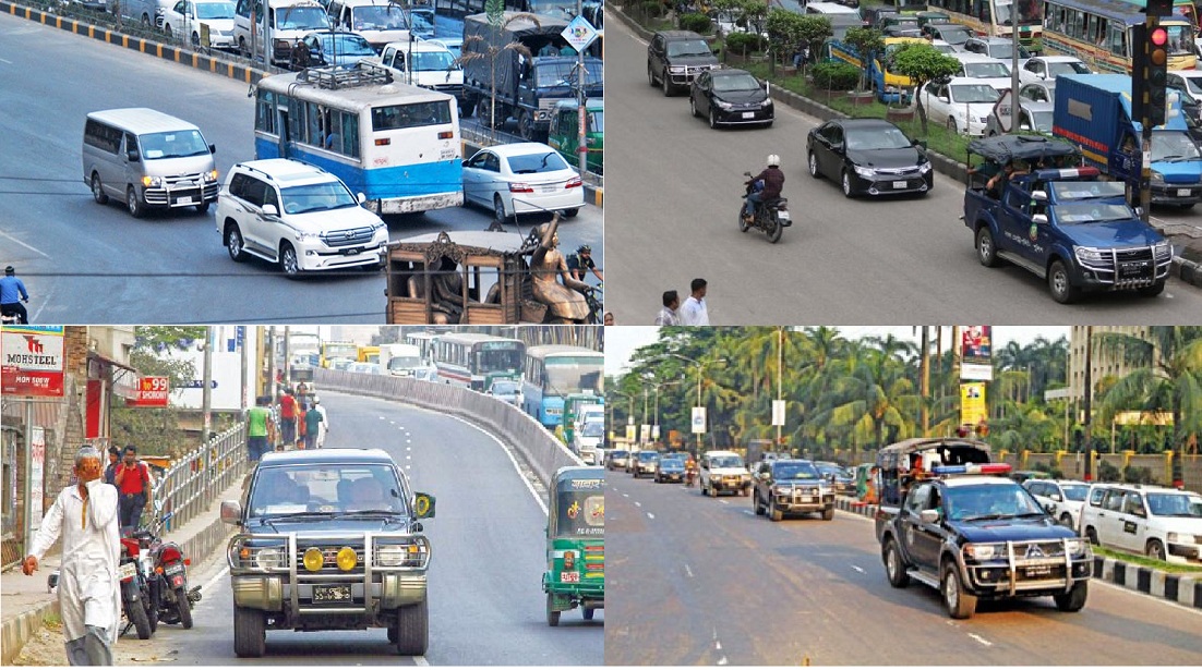 রাজধানীতে মন্ত্রী,প্রতিমন্ত্রীসহ ভিআইপিদের গাড়ি উল্টো পথে না চালানোর নির্দেশ।।   