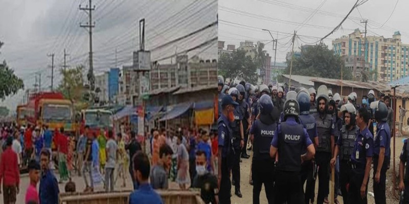 পুলিশ-জনতা সংঘর্ষে রণক্ষেত্র সিদ্ধিরগঞ্জ।।